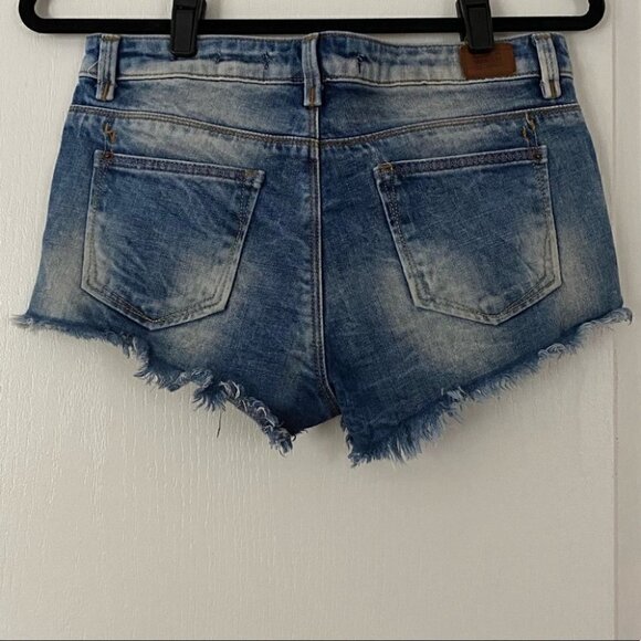 Zara Tralafuc Premium Wash Jeans Short Distressed Paint Splash Size 2 - Picture 5 of 15